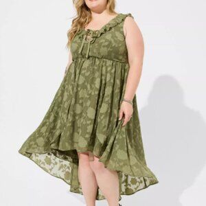 Torrid Festi Stretch Lace Hi Lo Lace Up Maxi Dress